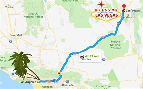 Distance from Los Angeles to Las Vegas .